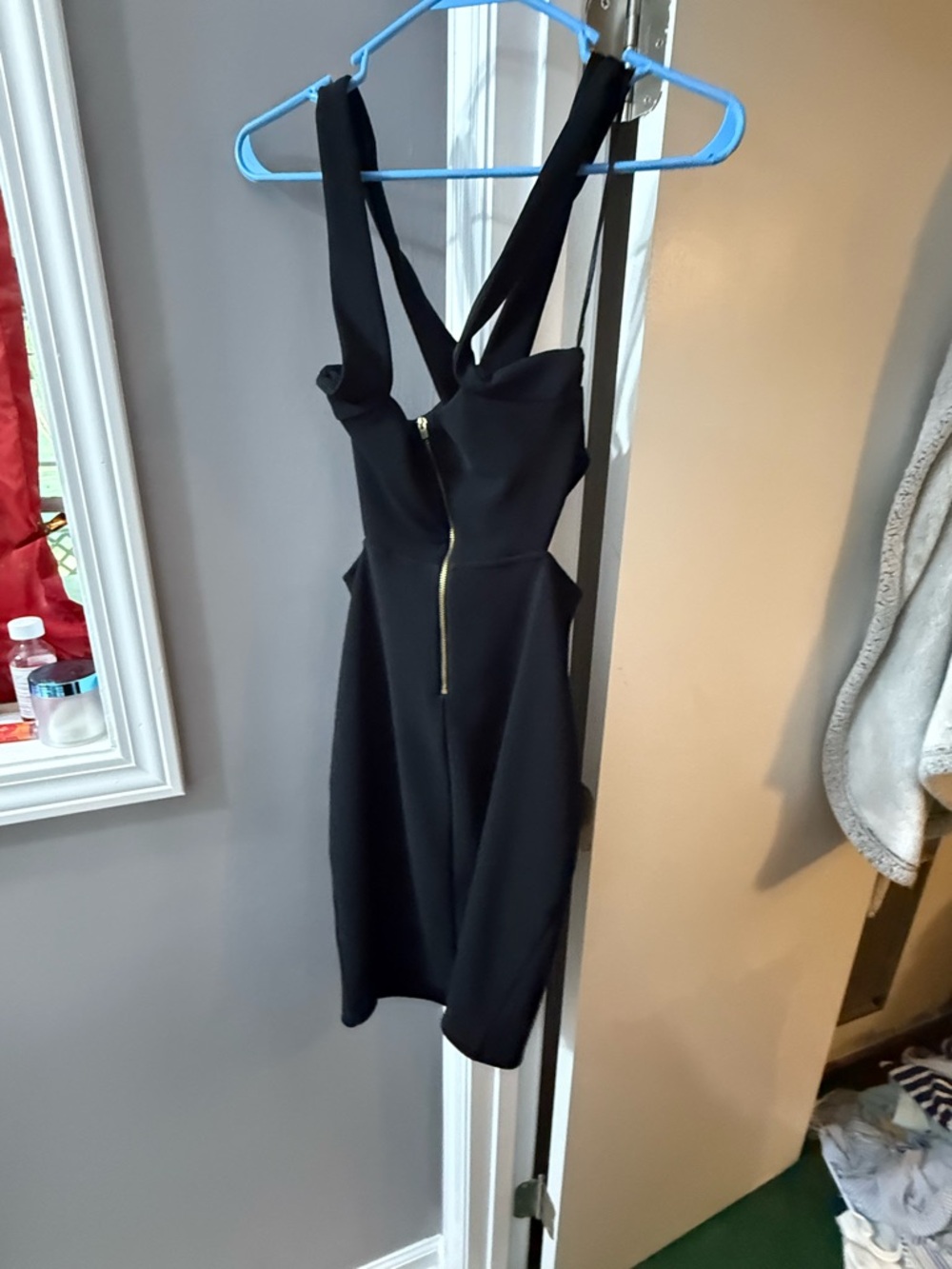Express Black Cutout Draped Mini Dress - Picture 6 of 7